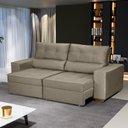 Ver imagem 2 de Sofá Baú Retrátil e Reclinável 3 Lugares 190cm Veludo Nobre La Plata Yescasa