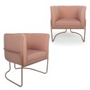 Ver imagem 2 de Kit 2 Poltronas Decorativas em Algodão Rosa Pés de Metal Cobre Miram - Larbelle