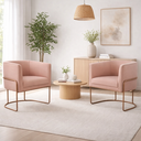 Ver imagem 1 de Kit 2 Poltronas Decorativas em Algodão Rosa Pés de Metal Cobre Miram - Larbelle