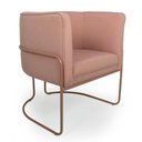 Ver imagem 3 de Kit 2 Poltronas Decorativas em Algodão Rosa Pés de Metal Cobre Miram - Larbelle
