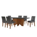Ver imagem 2 de Sala de Jantar Mesa Evora 180 Mdf Vidro Canto Copo com 6 Cadeiras Grecia Rufato