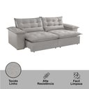 Ver imagem 4 de Sofá Retrátil e Reclinável Alice 250cm Braço 25cm em Linho Meu Sofá Online