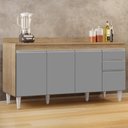 Ver imagem 5 de Balcão Gabinete para Pia com Tampo 160cm Arkansas Castanho/cinza - Lumil
