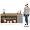 Ver imagem 2 de Balcão Gabinete para Pia com Tampo 160cm Arkansas Castanho/cinza - Lumil