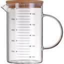 Ver imagem 1 de Jarra Medidora 1l de Vidro com Tampa de Bambu e Bico Direcionador Graduada Medidas Cozinha Wolff