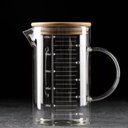 Ver imagem 3 de Jarra Medidora 1l de Vidro com Tampa de Bambu e Bico Direcionador Graduada Medidas Cozinha Wolff