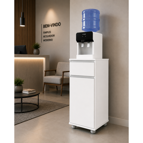 Armário Multiuso Alaska para Bebedouro com Corrediças Metálicas e Cestos PVC - J&a:Branco