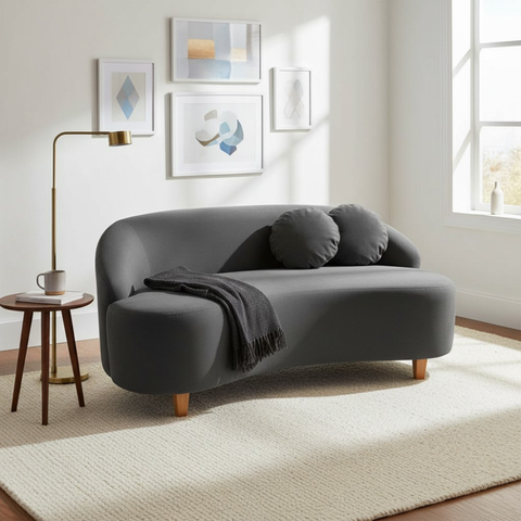 Namoradeira Sofá Feijão Cancún 150cm Orgânica Suede Cinza