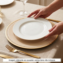 Ver imagem 3 de Sousplat Bege Redondo Mesa Posta Cozinha Jogo Americano Sala 33cm
