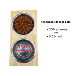 Comedouro Bebedouro Pet Elevado Duplo Base Madeira Cachorro e Gato - Cp.01 - Inoviza - 4