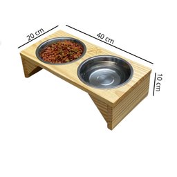Comedouro Bebedouro Pet Elevado Duplo Base Madeira Cachorro e Gato - Cp.01 - Inoviza - 3