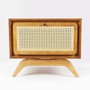 Ver imagem 2 de Mesa Cabeceira Ricco Baixa 1 Gaveta Laminado com Palhinha Amêndoa