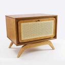 Ver imagem 1 de Mesa Cabeceira Ricco Baixa 1 Gaveta Laminado com Palhinha Amêndoa