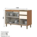 Ver imagem 3 de Balcão Pia 3 Portas 2 Gavetas 120cm Venaly Marrom/Cinamomo/Off White