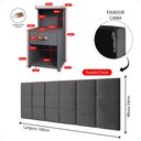 Ver imagem 7 de Kit Quarto 2 Mesinhas Pequena Gaveta Nicho Mudo Retrô Cabeceira Estofada Suspensa Cama Box Casal 1,
