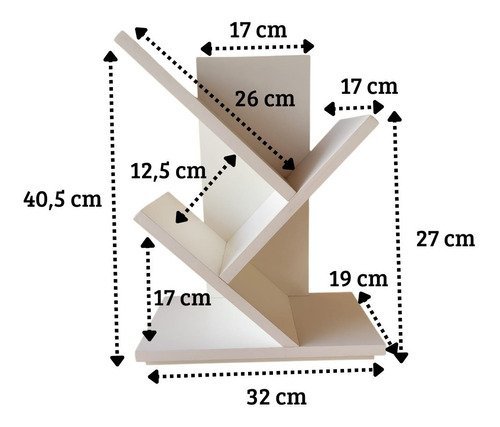 Livreiro Pequeno em MDF Branco - 4