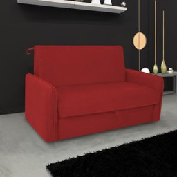 Sofá Cama para Sala de Estar Zaia com Baú Suede Matrix - Goiaba - 1