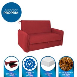 Sofá Cama para Sala de Estar Zaia com Baú Suede Matrix - Goiaba - 9
