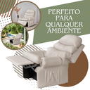 Ver imagem 2 de Cadeira Poltrona Papai Reclinavel Corino Encosto Descanso Conforto Bege