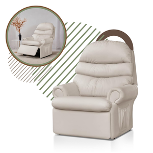 Cadeira Poltrona Papai Reclinavel Corino Encosto Descanso Conforto Bege