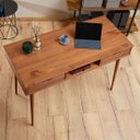 Ver imagem 5 de Mesa Escrivaninha Retro Madeira 2 Gavetas 1 Nicho Stefano Idimex