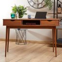 Ver imagem 1 de Mesa Escrivaninha Retro Madeira 2 Gavetas 1 Nicho Stefano Idimex