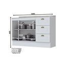 Ver imagem 3 de Módulo Cozinha Henn Americana Balcão 2 Portas e 3 Gavetas C/ Tampo Branco