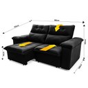 Ver imagem 4 de Sofá Retrátil Reclinável Verona 1,80m Suede Velut Preto Molas no Assento - King House