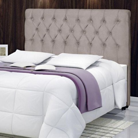 Cabeceira Barcelona Casal Fixação no Box MDF-MDP Estofada Suede Palha Casah