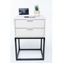 Ver imagem 1 de KIT 2 Mesas De Cabeceira OFF WHITE Industrial 40cm COM 2 GAVETAS BASE PRETA- Enviamos MONTADO
