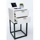 Ver imagem 2 de KIT 2 Mesas De Cabeceira OFF WHITE Industrial 40cm COM 2 GAVETAS BASE PRETA- Enviamos MONTADO