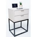 Ver imagem 3 de KIT 2 Mesas De Cabeceira OFF WHITE Industrial 40cm COM 2 GAVETAS BASE PRETA- Enviamos MONTADO