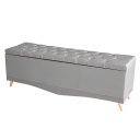 Ver imagem 4 de Kit Cabeceira de Cama Box e Calçadeira Baú Luxo Queen 160 Cm Suede Prata Eli Móveis
