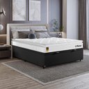 Ver imagem 1 de Cama Box Baú Casal Couro Preto + Colchão Life D33 Pillow Top 61x138x188cm Branco - e-Shop Casa