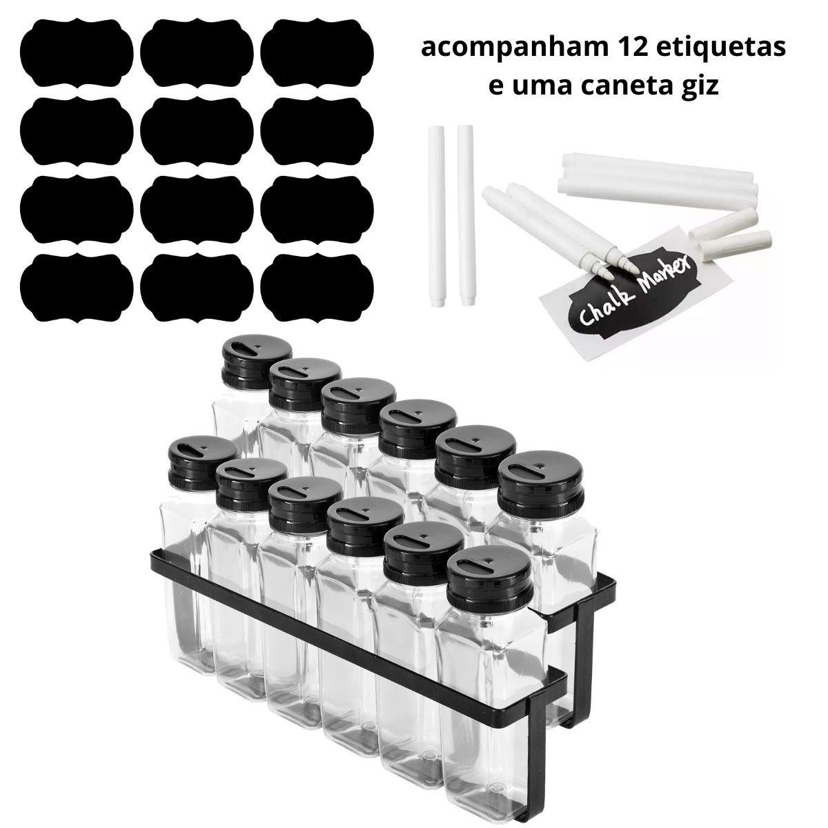 Porta Temperos e Condimentos Cozinha com 12 Potes de Tempero - 2