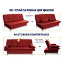 Ver imagem 5 de Sofá Cama Pérsia 3 Lugares Suede Velut Vermelho - King House