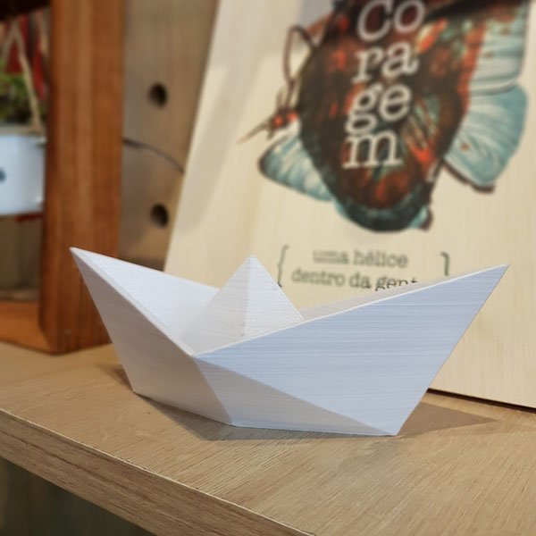 Barco de papel - ornamento decorativo:Branco/Padrão - 5
