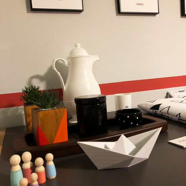 Barco de papel - ornamento decorativo:Branco/Padrão - 1