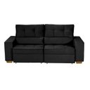 Ver imagem 3 de Sofá Baú Retrátil e Reclinável 4 Lugares 220cm Veludo Nobre La Plata Yescasa