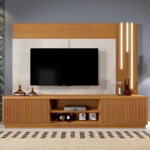 Home Valencia 2 Portas P/ Tv 75'' 2,20cm Naturalle/offwhite