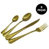 Jogo de Talheres 8 Peças Jantar Luxo Conjunto Dourado Colher - 1