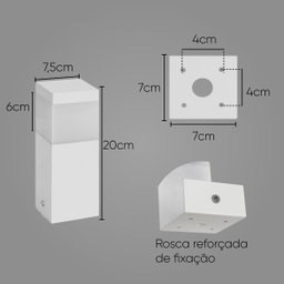 Poste Balizador Branco 20cm P/ Jardim Em Alumínio St2791 - 3