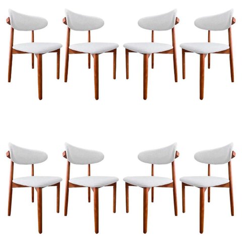 Kit 8 Cadeiras Madeira para Sala de Jantar Linho