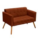 Ver imagem 1 de Sofá Namoradeira Elisa 2 Lugares 112cm Terracota Suede Retrô Vintage D'Rossi