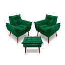 Ver imagem 1 de Kit C/2 Poltronas Opala + 01 Puff Opala Elegante Suede Verde