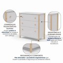 Ver imagem 5 de Cômoda Infantil 3 Gavetas Arredus em Madeira Maciça e MDF Branco e Natural