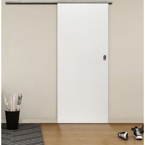 Kit Porta de Correr Colmeia Eucaplac Branco Somad 210 x 82 Trilho Alumínio Natural Somad