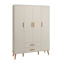 Ver mais imagens de Kit Berço Americano Flex + Comoda Sapateira + Guarda Roupa Isis Retrô 4 Portas 2 Gavetas Areia Fosco