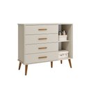 Ver imagem 7 de Kit Berço Americano Flex + Comoda Sapateira + Guarda Roupa Isis Retrô 4 Portas 2 Gavetas Areia Fosco