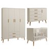 Kit Berço Americano Flex + Comoda Sapateira + Guarda Roupa Isis Retrô 4 Portas 2 Gavetas Areia Fosco - 1